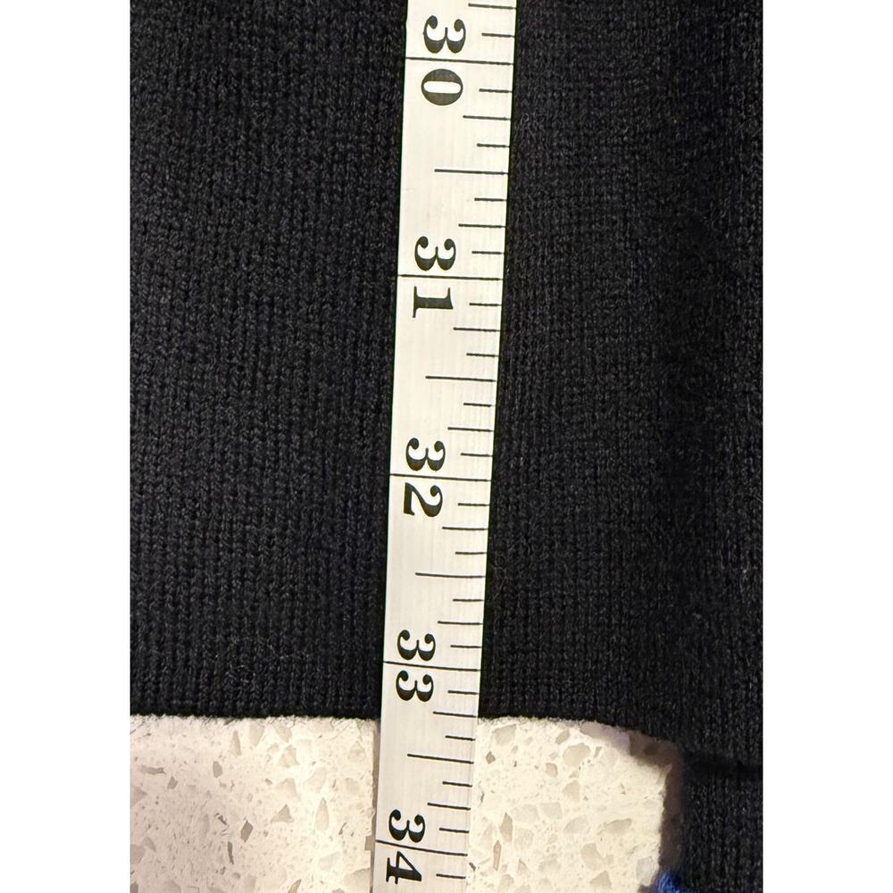 Talbots Pure Merino Wool Long Cardigan Small Black Blue Colorblock Office Career - Picture 8 of 8